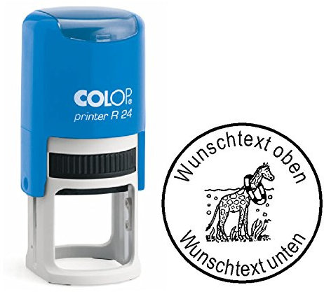 Taucherstempel « GIRAFFE mit SCHWIMMREIFEN » Abdruck ca. Ø 24 mm - Stempel für Taucher mit persönlichem Namen, Motiv & Tauchspruch - Giraffen