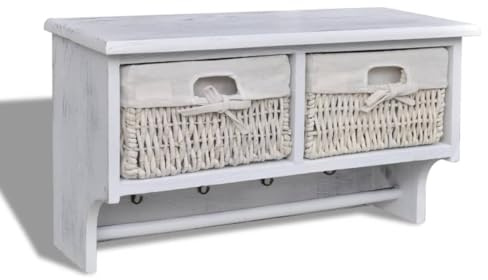 vidaXL Wandregal Weiß 60x23,5x33 cm Paulownia Holz