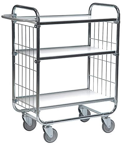 Kongamek | Verzinkter Etagenwagen | 3 Böden | LxBxH 1395 x 470 x 1120 mm | 4 Rollen | 2 feststellbar