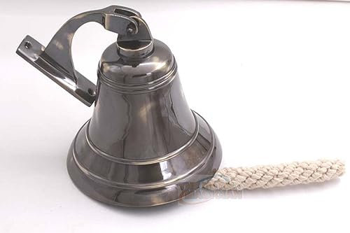 6 Solid Brass Bell Marine Wall Mounted Ship Nautical Bronze Finish Hanging Bell Perfect for Dinner, Indoor, Outdoor, School, Bar, Reception & Church by The Metal Magician