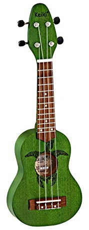 Ortega Guitars Sopranino Ukulele grün - Keiki K1 Series - Schildkrötengravur - Okoumé/ Walnuss (K1-GR)