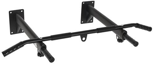 HOMCOM Barre de traction barre de Fitness fixation murale support sac de frappe ou sangles TRX intégré charge max. 150 Kg acier noir