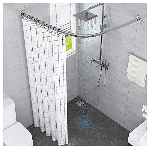 WEDSFC L Form Duschvorhangstange Ohne Bohren Duschstange Ecke Badewanne Edelstahl Teleskopstange Eckduschstange Für Umkleidekabine PPGE Home,130~180cm×130~180cm