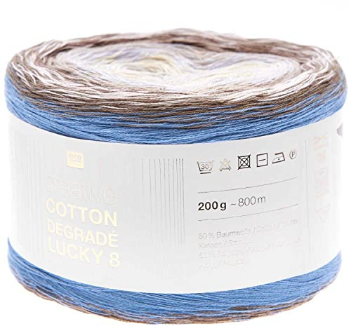 Rico Design Bobbel Farbverlauf Rico Creative Cotton Degrade Lucky 8 milkshake (10), 200g Farbverlaufswolle zum Häkeln oder Stricken