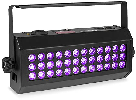 BeamZ Flood 36UV Lumière Noire LED avec 36x LED 3W, Jeu de Lumière, DMX, XLR, Contrôle du Son, Fonction Stroboscopique, Idéale pour Animer vos Soirées à Thème
