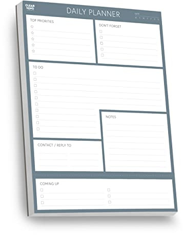 Clear Mind Concepts® A5 Daily Planner Pad - 100 Undated Tear-Off Sheets, To-Do List Desk Organiser for Home, Office, Work & Study, Productivity Task Pad
