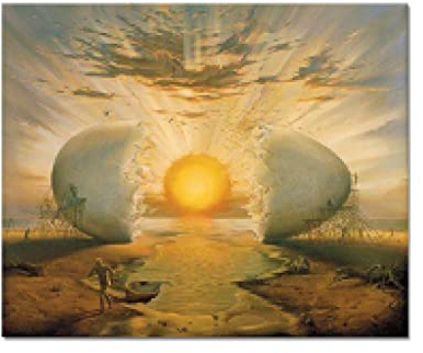 Zhadongli Art Salvador Dali L'Aurora Abstraktes Ei Sonnenstrahlen Leinwand Gemälde Poster und Drucke Wandkunst Bilder für Wohnzimmer Dekor 40x50cm(16x20in) mit Rahmen
