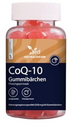 Ved CoQ10 Gummies, 60 Count, naturlig persikasmak, vegan, icke-GMO, glutenfri.