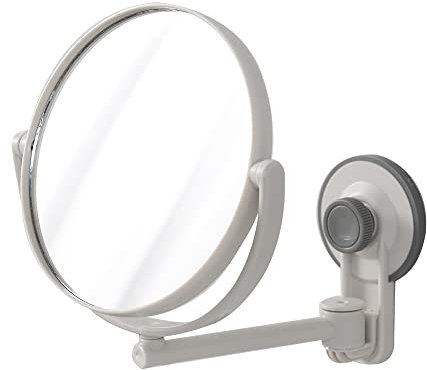 IKAAR Miroir grossissant double face 1X/3X – Miroir mural pivotant de salle de bain avec ventouse – Vanité ronde réglable pour le rasage et le maquillage