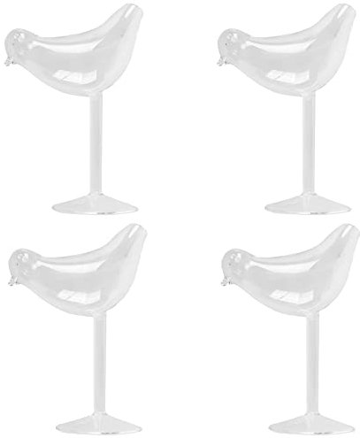 Censous 4 x 150 ml forma de pájaro cáliz vaso personalidad Copa de vino de vidrio moldeado ahumado molecular