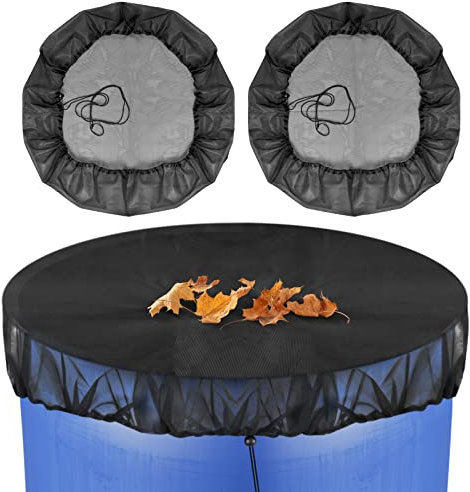 2stk Regentonnen Netz,Hochwertige Regentonne Abdeckung mit Zugkordel,95cm Verstellbares Regentonnennetz,Wetterbeständiger Mückenschutz Regentonne Abdeckung.