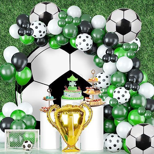 DUGEHO Kit per arco di palloncini, palloncini verdi da calcio, 113 pezzi, kit ghirlanda ad arco per palloncini, palloncini in metallo per decorazioni natalizie, compleanni, matrimoni, anniversari,