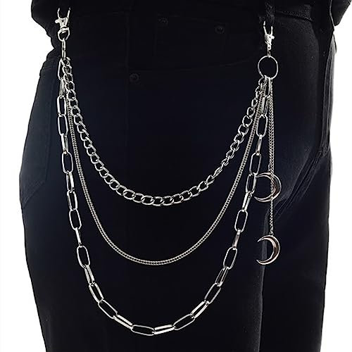 OOTSR Punk Damen Hosenkette, der Mond Jeanskette Hose Kette Hip Hop Kette für Mädchen/Damen Hose