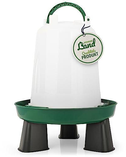 HÜHNER Land Hühnertränke 1,5, 3 oder 10 ltr. grün I Beheizbare Geflügeltränke für Hühner I Aufhängbarer Wasserspender I Automatische Wassertränke, Tränke, Geflügel Zubehör Zucht I Vogeltränke (1,5L)