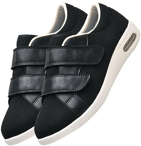 POFH Ortopediche Donna Estive Uomo Donna X-Larga Regolabile Scarpe per Il Tempo Libero Pollice Regolabile Valgo Larghezza Ampia Comfort per Sport Anziani Escursionismo (Color : Black, Size : 40 EU)