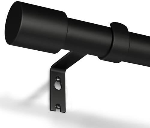 Gardinenstange Schwarz 76-228 cm Vorhangstange Ausziehbar 19 mm Durchmesser für Schlafzimmer, Wohnzimmer oder Küche von GEEBOBO