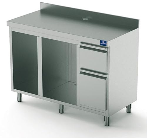 Meuble inox Pour Machine à Café 1500 mm Avec Élément Pour Lave-Vaisselle Et Producteur Glaçons - Mastro