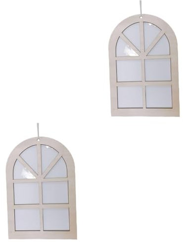 Warmhm 2st Fenster Anhänger Hohle Fensterbehänge Aus Holz Wanddekoration Aus Holz Gefälscht Bauernhaus Wandbehang Buddha-schnapsgläser Khaki Foto-Requisiten Kinderzimmer Fensterdekoration