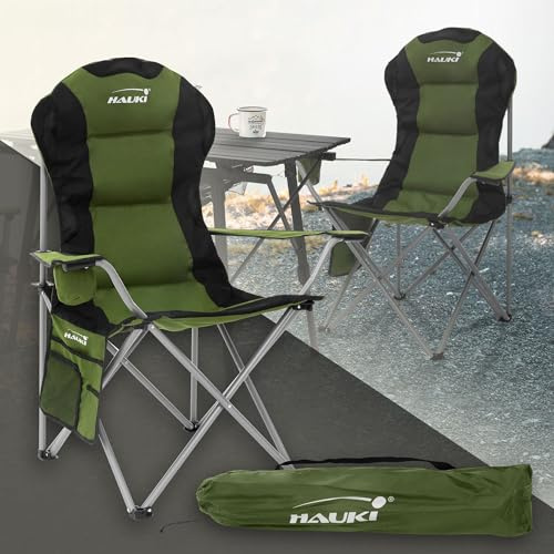 Sedia da Campeggio Pieghevole Hauki Cachi, Moderno, Carico Fino a 150 kg, Portabicchieri e Borsa per il Trasporto, Ideale per Esterno e Interno