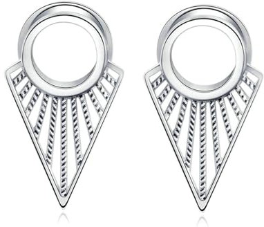 Stfery Ohr Tunnel 6mm, 2 Stk Plug Chirurgenstahl Silber Hohl Dreieck Flesh Tunnel Plug