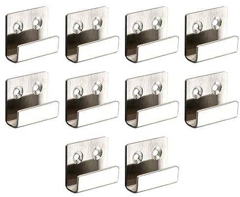 FEEIMOL 10 Stücke Schwerlast Haken Edelstahl Keramikfliesen Display Wandhaken U Winkel Halterung Aufhängen mit Schrauben für Spiegel Hängende Badezimmer Garderoben Küche Silber 15mm
