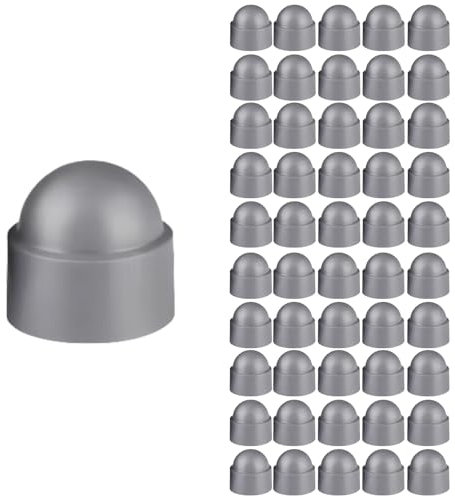 50Pcs Hex Nut Cover M8 Bolt Dome Caps Covers Protection Caps Cover Plastic Dome Bolt Nut for Hex Hexagon Nuts Screws Bolts,Grey