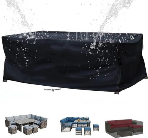 Cubierta Para Muebles De Jardín,Funda Para Mesa Exterior Cubre Sillas Terraza,Cubierta Para Juegos De Muebles Resistente Al Invierno, Funda Protectora Para Mesa De Jardín Negro 65L x 60W x 45 Hcm
