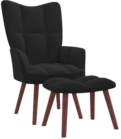 Somanki Relaxsessel mit Hocker Schwarz Samt, Fernsehsessel, Kinosessel, Lesesessel, Tv Sessel, Ohrensessel, Armsessel, Seselstuhl Wohnzimmer - 328068