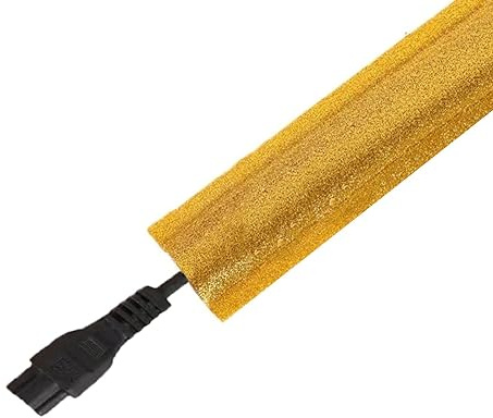 3.2ft Self-Adhesive Floor Cable Cover, Flexible Cable Hider Floor Strips, Low Profile Wire Organizer and Hider, Wire Cable Organizer Hider for Home, Office, Garage(Gold,35mm(1.37''))