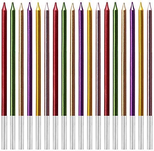 Candele per torta di compleanno,18 pezzi Candela senza fumo Candele metalliche per cupcake Candele alte e sottili per la decorazione della festa nuziale di compleanno