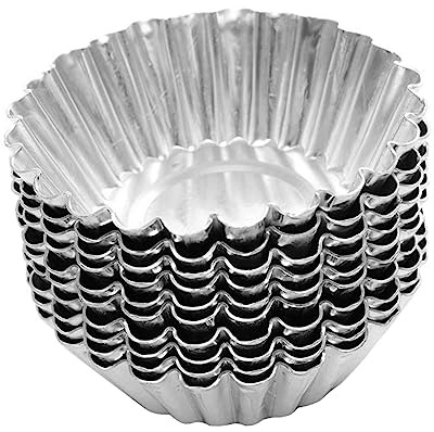 Hoement 100pcs Silver Tinplate Egg Tart Mold for Even Baking