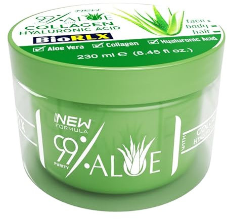 BioRLX 99% Aloe Vera Gel with Collagen and Hyaluronic Acid (Jar, 8.5 fl.oz)
