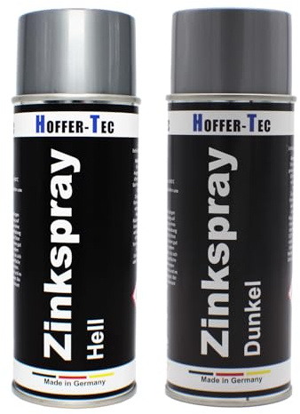 Hoffer-Tec® Zinkspray-Set - Für Korrosionsschutz und Ausbesserungen - Hell & Dunkel, jeweils 1 Dose