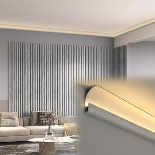 XMWOEIX LED-Sockelleisten-Aluminiumkanal, LED-Profilschlitz für Decken- und Wanddekoration, linearer Lichtkanal mit indirekter Beleuchtung, LED-Beleuchtungsleiste (weiß, 10 Stück)