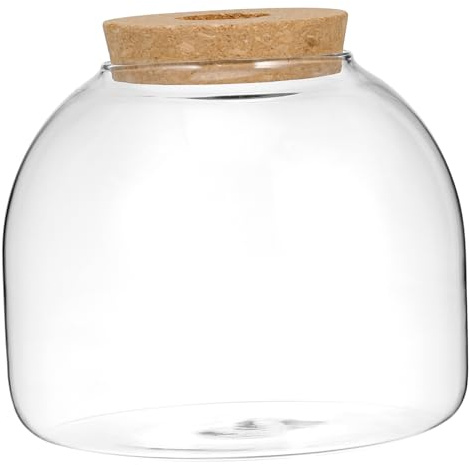 GANAZONO Glass Terrarium Jar with Wood Stopper for Hydroponic Plants Landscape Container for Indoor Decor for and Moss