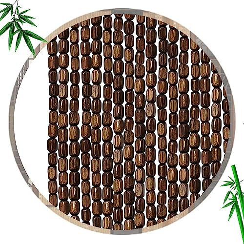 Handgefertigte Bambus-Perlenvorhänge für Vintage-Dekor, Innen- und Außenbereich, Raumteiler und Fliegengitter, natürliches Holz-Design, 130 Stränge (130 x 220 cm)