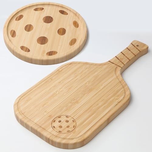 Pickleball Charcuterie Boards Käsebrett-Set mit Griffen, Servierplatte und Schneidebrett-Set, Pickleball-Geschenke für Damen und Herren