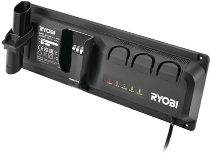 RYOBI Stazione di Ricarica a Parete per Aspirapolvere RASV18BL 18V ONE+, Caricatore 4A con Supporto Accessori Integrato, RC18ASV