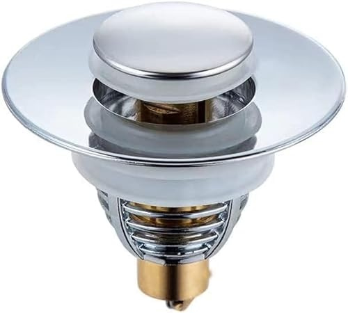 Fits Any 1.06” to 1.61” Wide tub Drain Stainless Steel Sink Cover, pop-up Universal Odor Resistant Sink Drain with Silicone Gasket Shower Cap 27-41mm/1.06-1.61inch