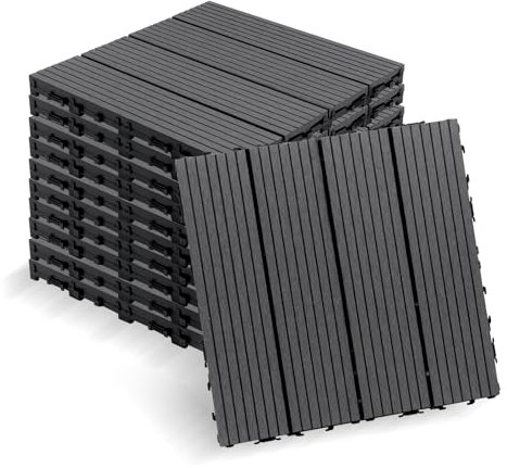 Wpc Terrassendielen,Wpc Fliesen, Terrassenfliesen,11er Set FüR 1 M², 30x30 Cm, Klickfliesen Terrasse,Klickfliesen Balkon Kunststoff,FüR Garten Balkon Terrasse (Hellgrau, 11 Stück für 1m²)