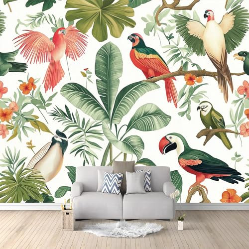 Murales Papel Pintado Salon Animales De Aves Tropicales 350x256 cm Fotomurales 3D Tejido No Tejido Papel Tapiz Fotográfico Decorativos Murales Dormitorio Oficina Hotel