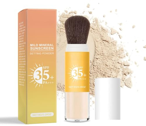 Sunscreen Setting Powder SPF 35 PA+++, Powder Sunscreen for Scalp & Face, Lightweight & Oil Control Scalp S unscreen P owder, Makeup Setting SPF Powder with Matte Finish,Suitable For All Skin Types,8g