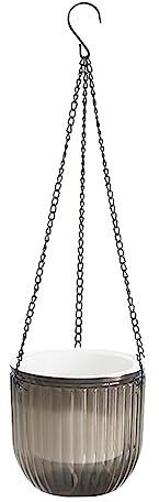 Cesta colgante para exteriores, maceta colgante con autorriego, macetas colgantes para interiores, maceta de plástico (gris, talla única)