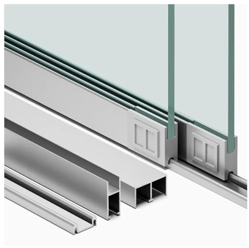 XYUERU Vetrina a Forma di Montagna da 5 mm, Doppia Guida Scorrevole, Porta Scorrevole in Vetro, Guida Scorrevole in Tre Pezzi for armadi e librerie(200cm)