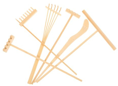 MAGICLULU Set De Mini Râteaux Bambou pour Jardin Zen Accessoires De Décoration Feng Shui pour Bac à Sable Et Plantes Pot Outils De Râteau Pratiques Et Durables pour Bureau Et Maison