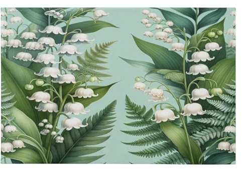 CZXW Palm Leaf Lily Floral Indoor Doormat, Washable Muddy Door Mat for Dog, 35 x 24 Low Profile, Absorbent Non-Slip Entrance Mats