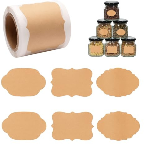 300 Stück Kraft Paper Selbstklebend, Aufkleber Zum Beschriften. Perfekte Marmeladen Etiketten & Etiketten Marmeladengläser Für Flasche, Handwerk, Geschenkverpackung & Weihn