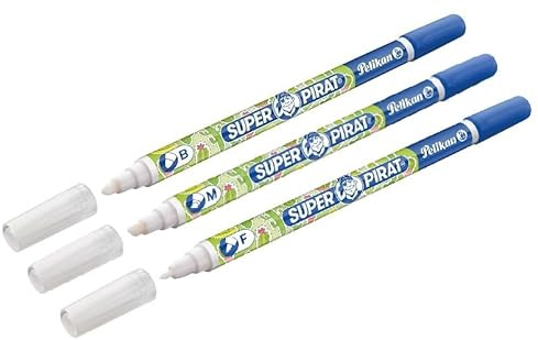 Pelikan Super Pirat, 3x Tintenkiller zum Löschen und Überschreiben, Strichstärken F (fein) + B (breit) +M (mittel)
