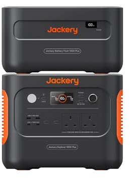Jackery Explorer 1000 Plus Portable Power Station + Battery Pack, 1264Wh LiFePO4 Battery, 2x 2000W AC Outlets, Expandable to 5kWh for RV, Camping, Holiday & Emergency Backup