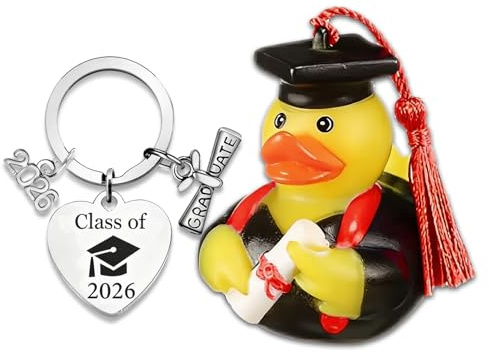 MaNeaz lustige Akademiker Gummiente Lustige Ente master abschluss geschenk bestandene prüfung geschenk Einschließlich Schlüsselanhänger Geschenk bei Prüfungen Abschlussfeier Uni Universität（A）